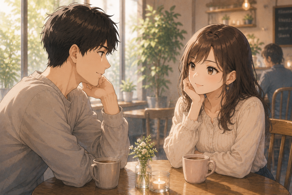 安心させるのが上手な女性。男性も落ち着いて向き合えている。