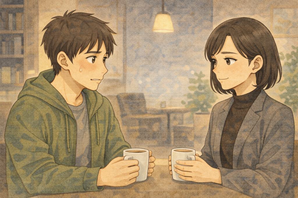 好きなのに告白しない男性と告白を待つ女性。