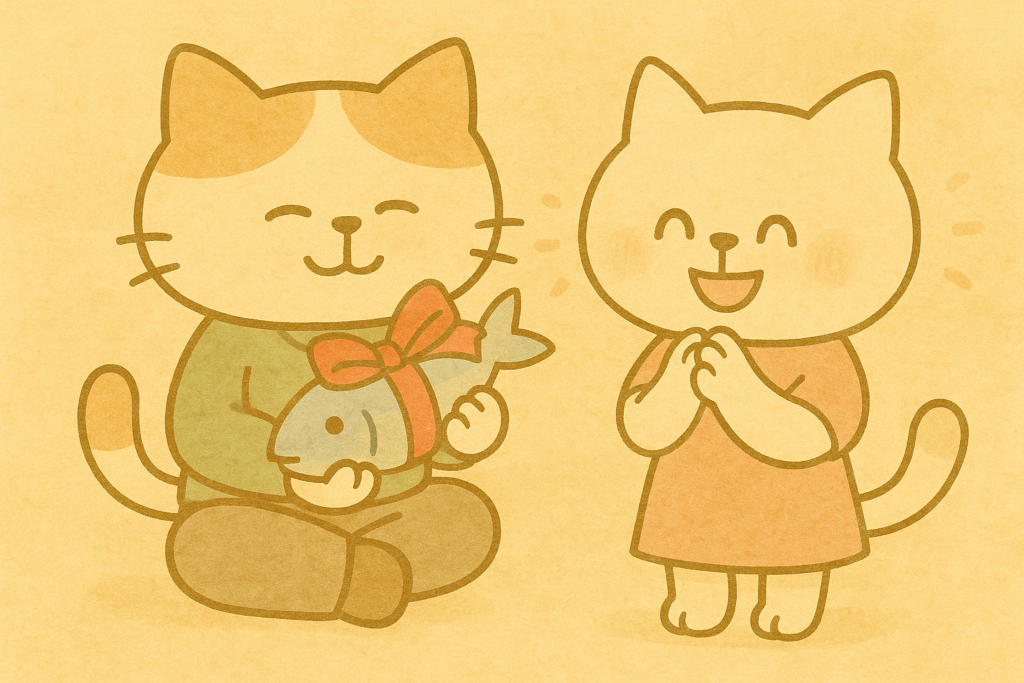 デートで気遣いをするイメージを動物ゆるキャラで表現。