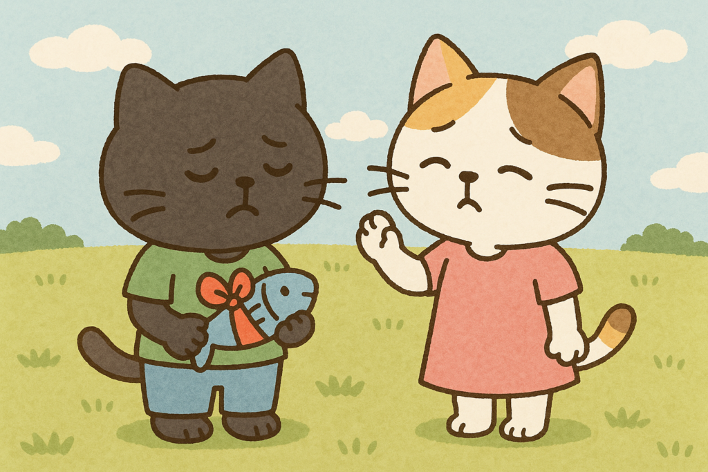 告白の場所を探る猫男子と受ける猫女子。