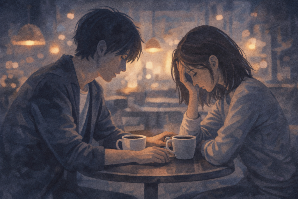 別れ話をするカップル。