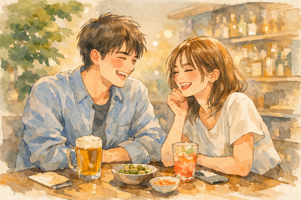 女友達とふたりで遊ぶ男性（脈ありか気になっている）