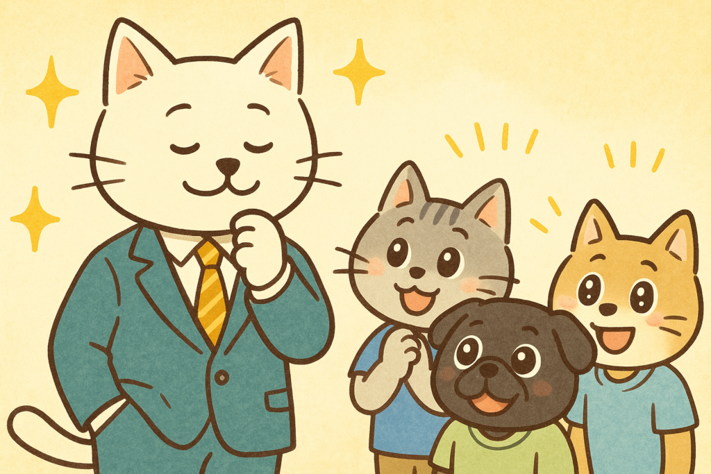 余裕があってモテる男性を猫キャラで表現。