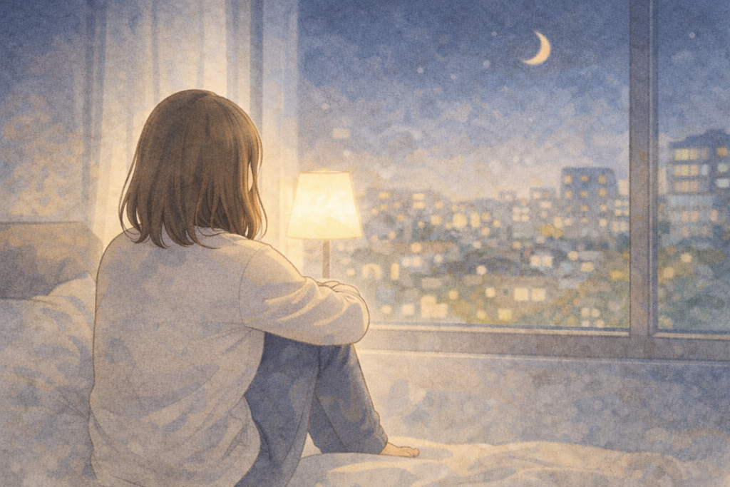 片思いに悩む女性のイメージ画像。