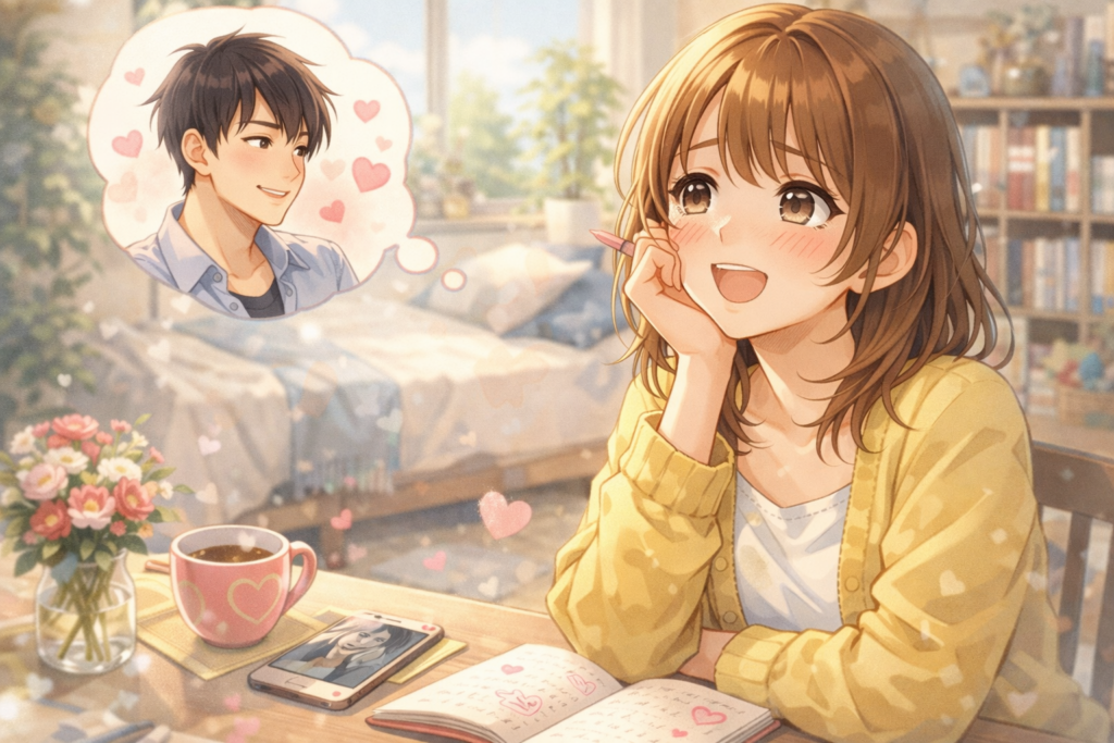 彼氏が好きすぎる女性のイメージ画像。