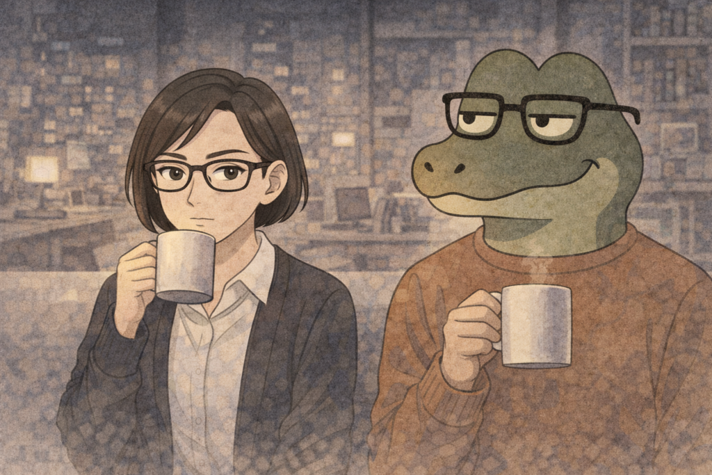 ダメ男に惹かれる理由について語るミカコとワニオ。