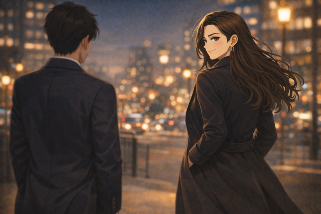 颯爽と立ち去るミサキと見送るアオト。