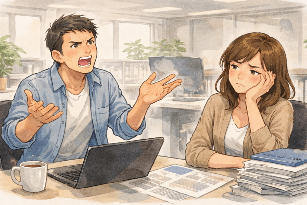 人のせいにする他責思考の男性。聞いてウンザリする女性。