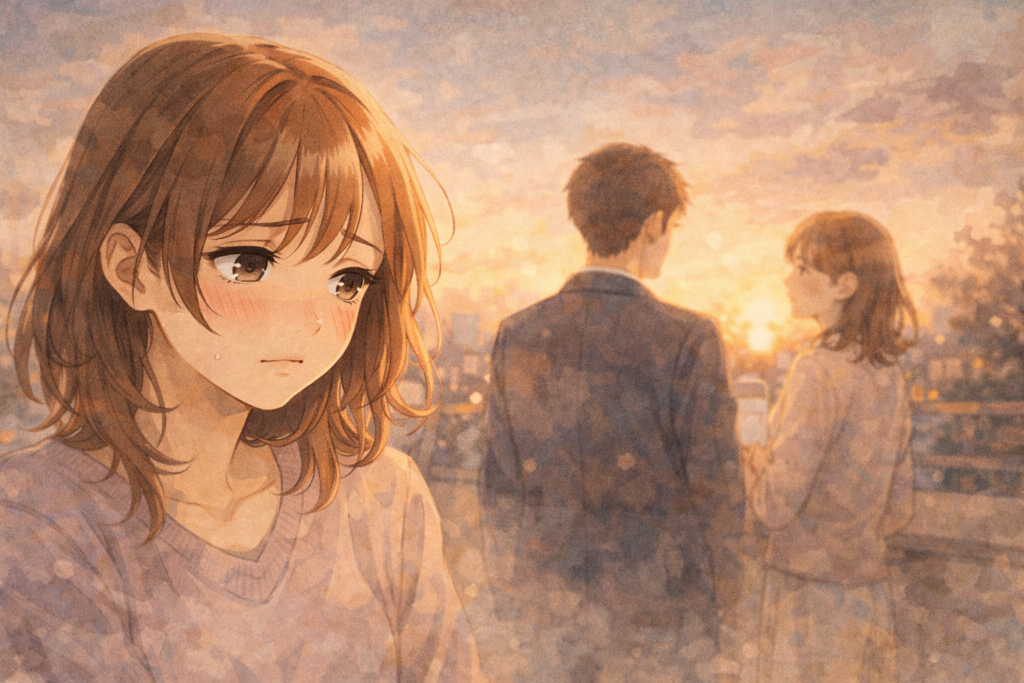 嫉妬している女性のイメージ画像。