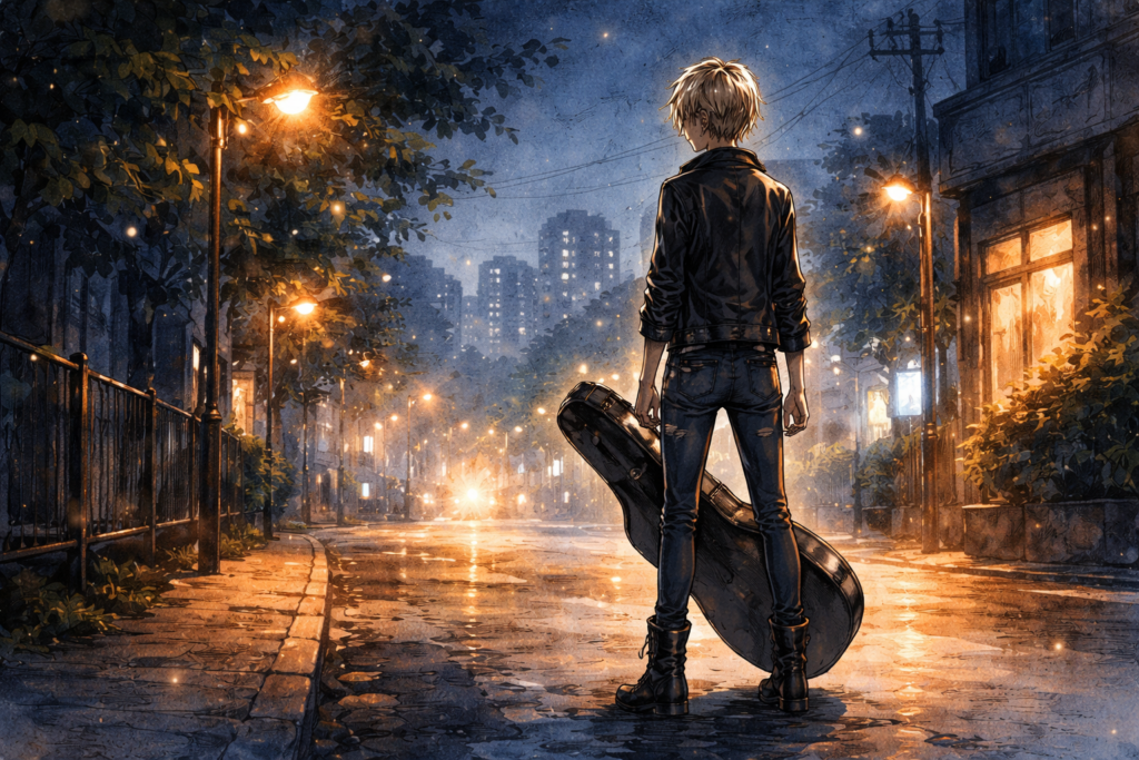 金髪ショート、パンクファッションになり新たな道に進む少女。