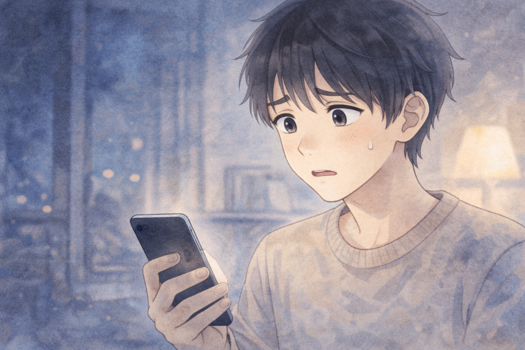 女性に既読スルーされて焦る男性。