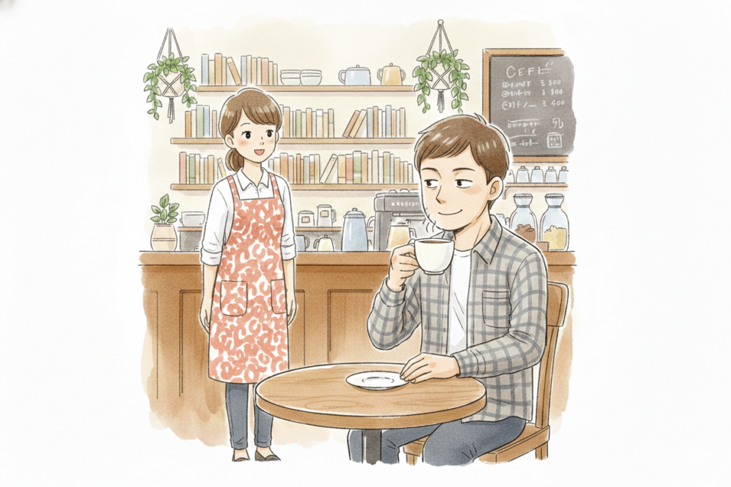 カフェで常連扱いが嬉しい男性。