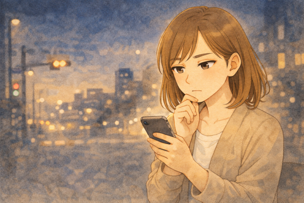 好きな人と距離を縮めようとLINEする女性。