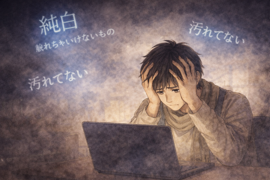 自分の記事のキモさに気づき頭を抱えるソウタ。