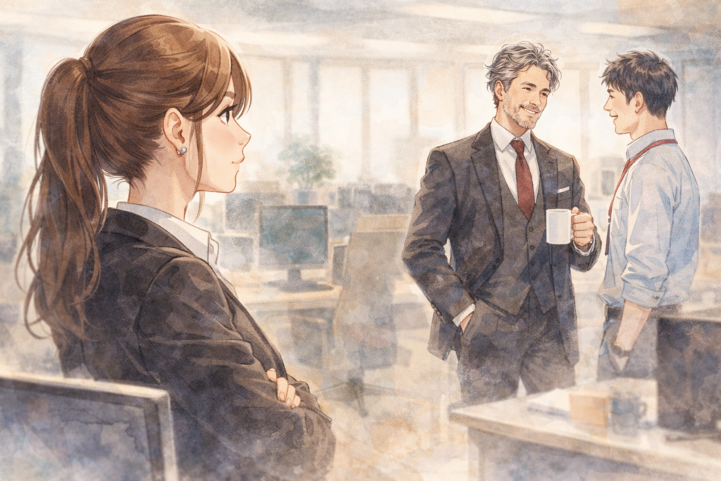 色気のある男性を眺める女性。