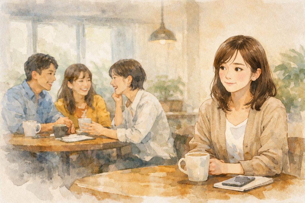 苦手な人と一定の距離を置いている女性。