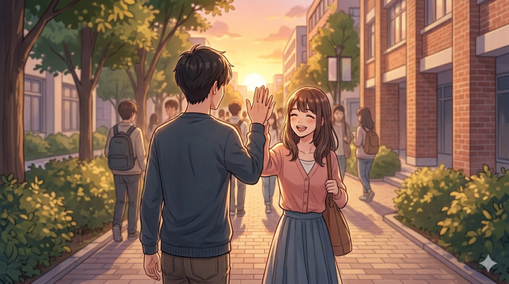 好きな人と離れる時もメソメソしない明るい女性。