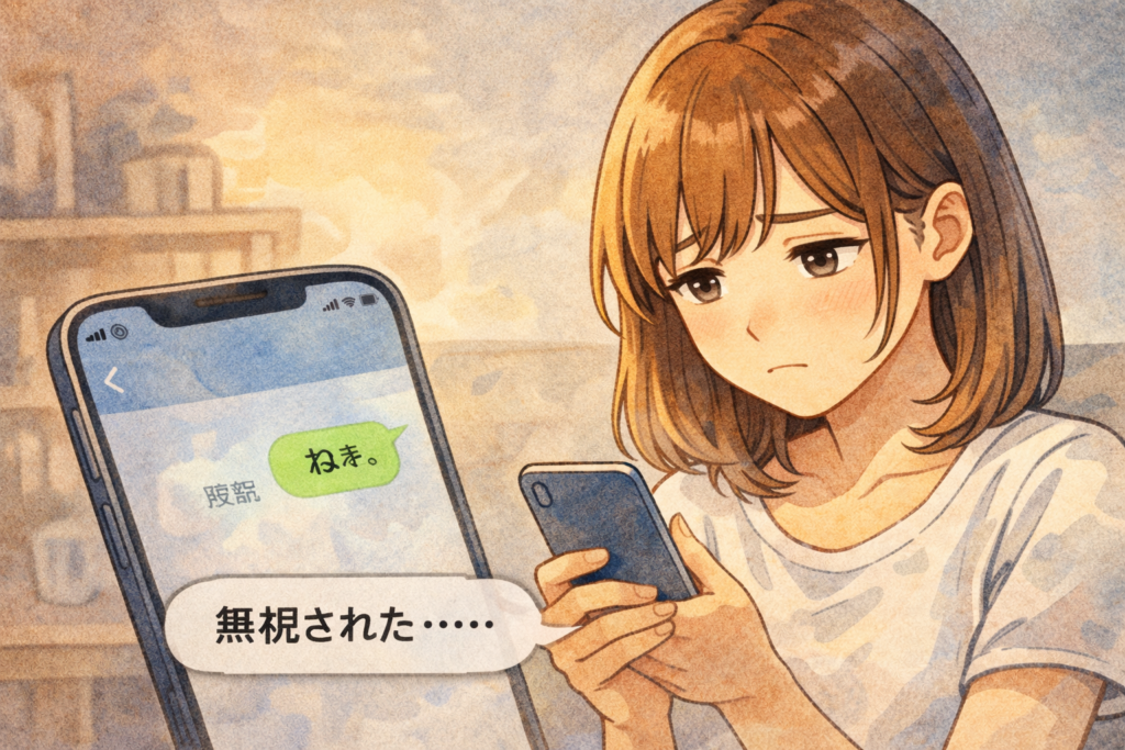 既読無視される彼女。急に放置するNG行動を表現。