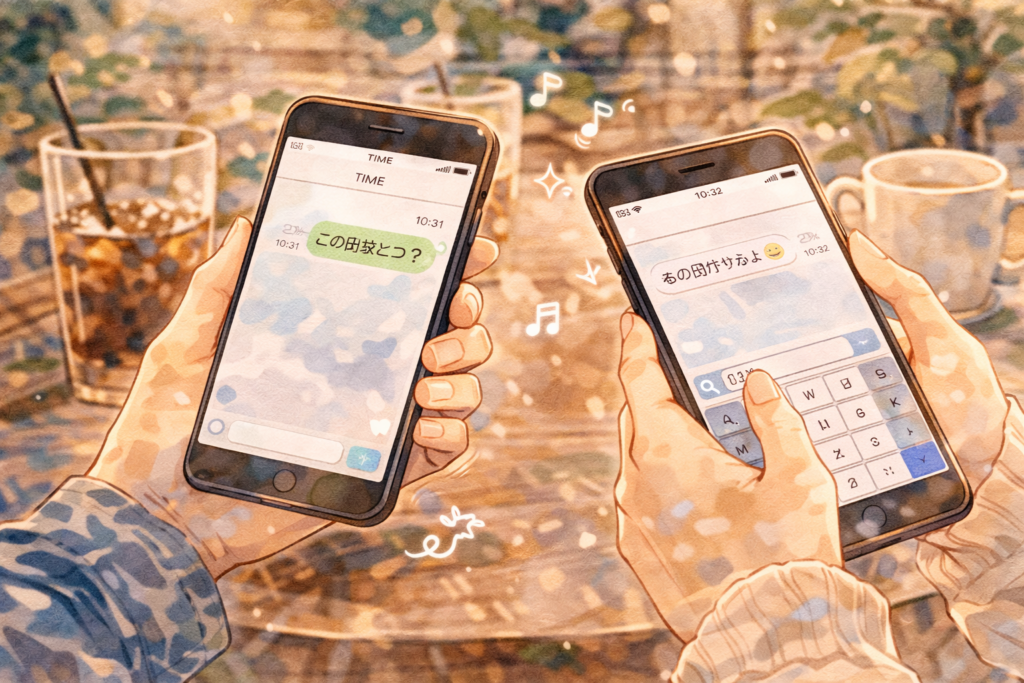 LINEでデートに誘う方法を表現。