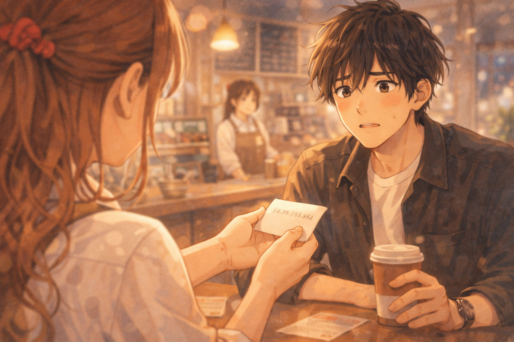 いきなりお客さんに連絡先を渡して困らせるバイト女子。