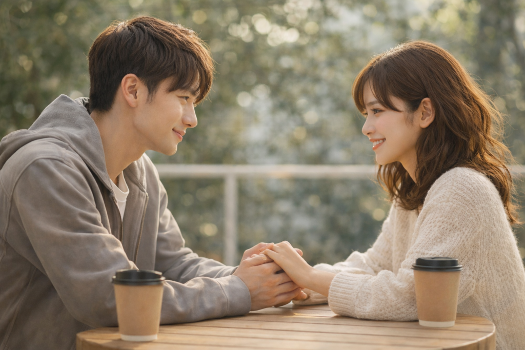 彼氏が愛し続けてくれて安心している女性。