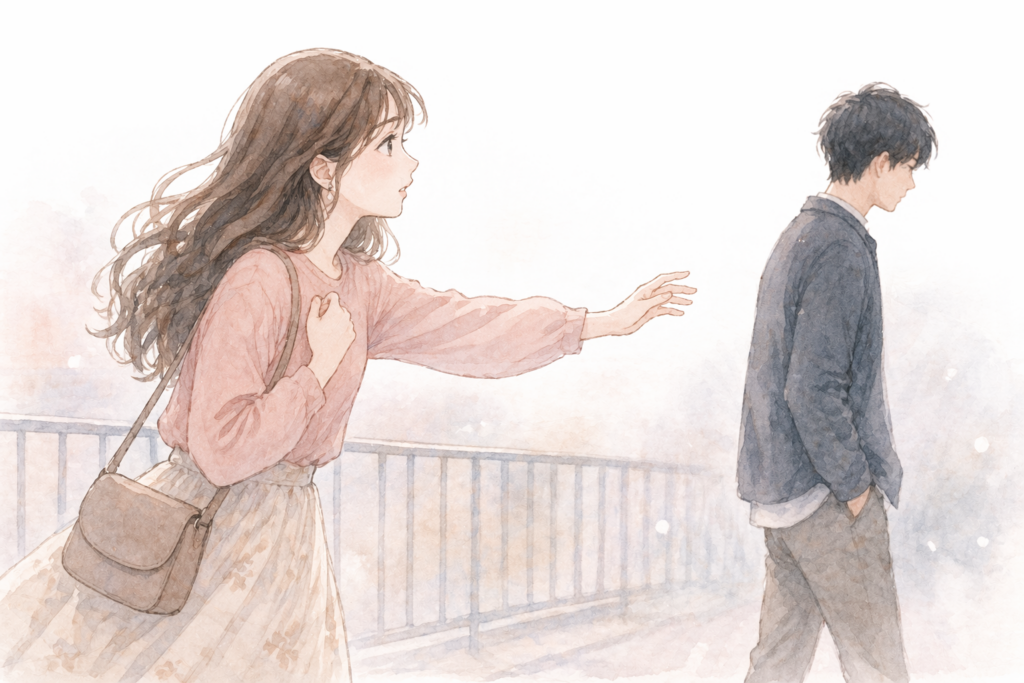 そっけない態度の男性。思わず追いかけてしまう女性。