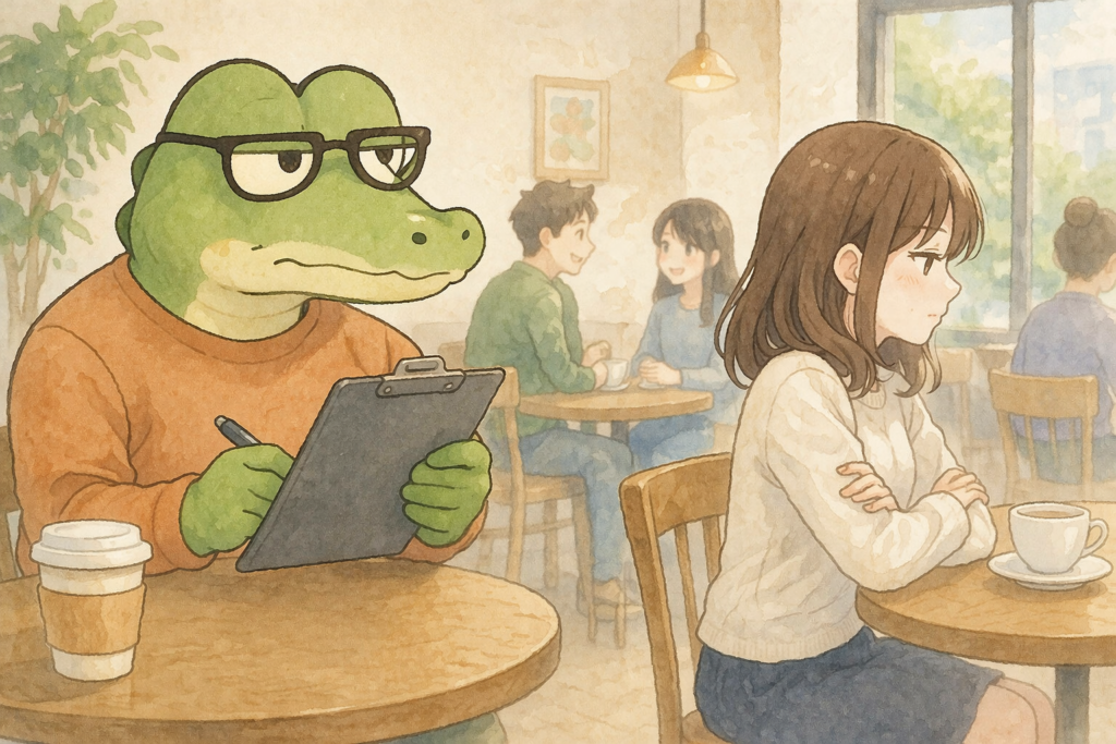 嫌い避けを分析するワニオ。