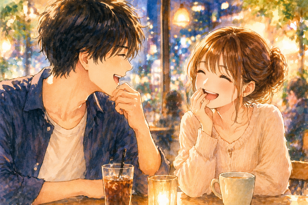 会話が盛り上がる男女。デートに誘う最適なタイミング。