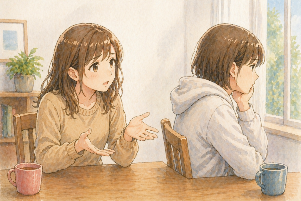 話し合いが成立しない女性ふたり。