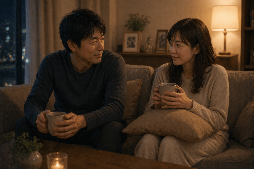 お互いの意識の違いを受け入れて歩み寄る夫婦。