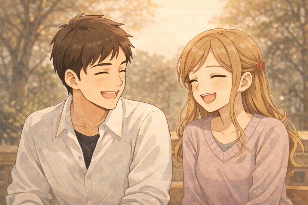 無理しないで付き合えるカップル。長続きするカップルの雰囲気を表現。