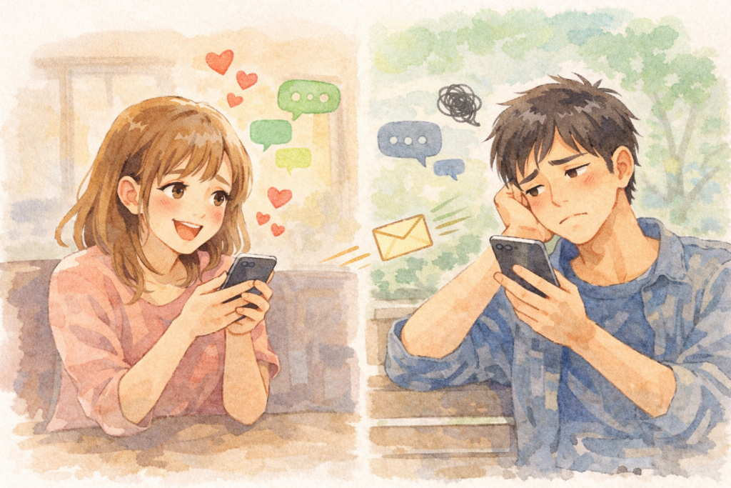 彼女からのLINEが多すぎて疲れている彼氏。