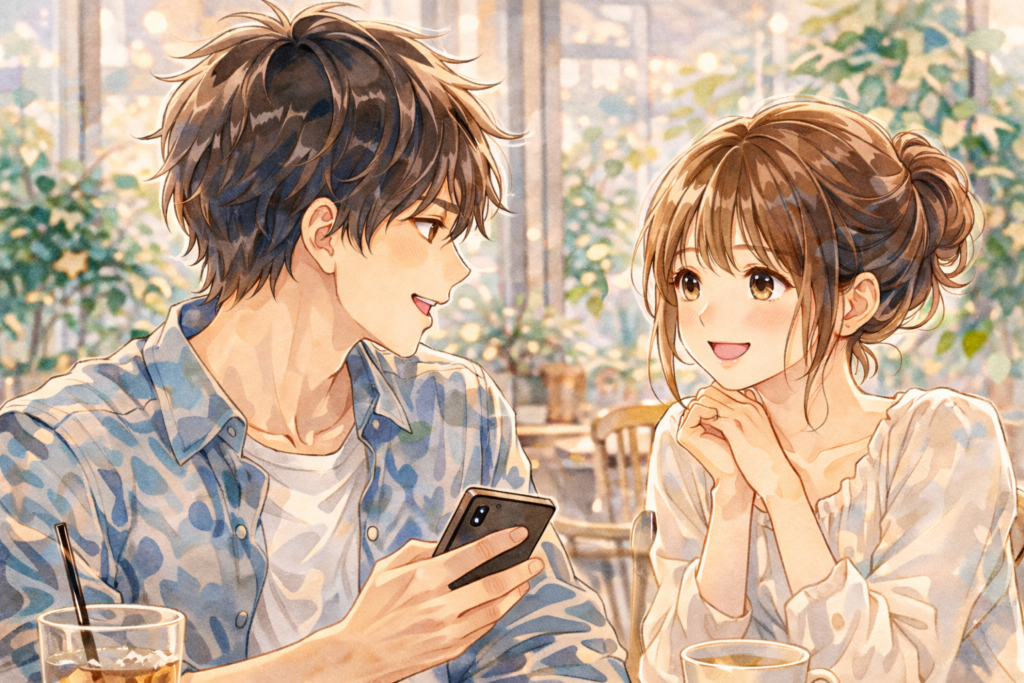 気になる女の子をデートに誘う男子。