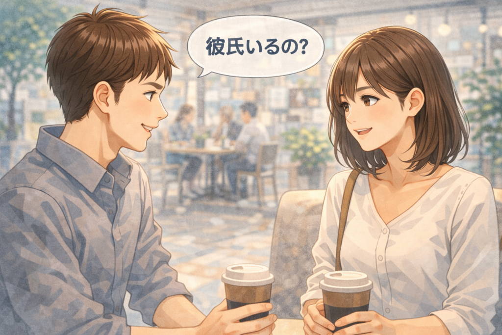 気になる女性に彼氏がいるのか聞く男性。