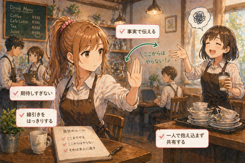 自分のことしか考えない人への対処法を整理するアカリ。