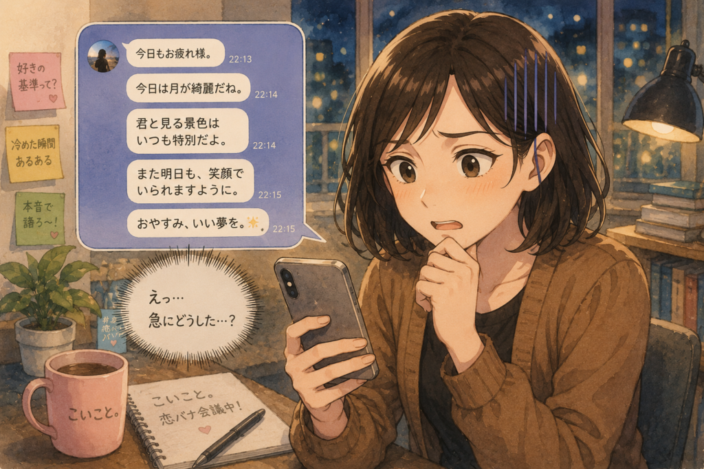 ポエム系LINEを送られて冷めてしまう女性。