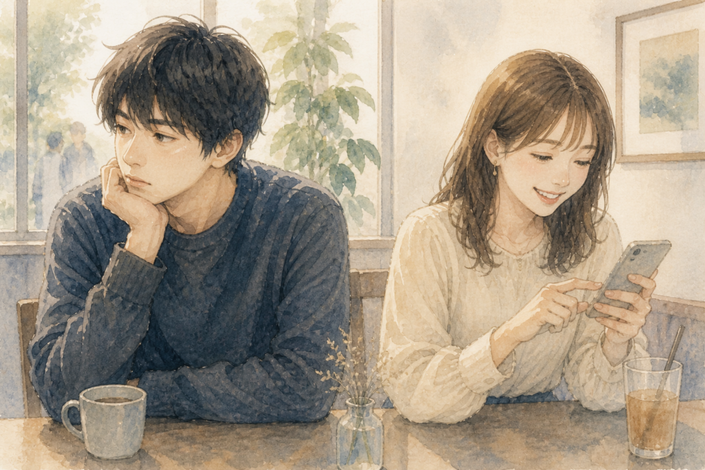 彼女といても楽しくないと感じている男性。