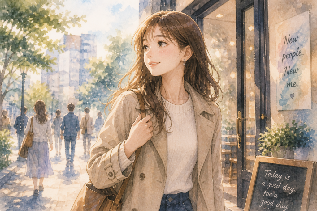 出会いを求めるために行動を起こす女性。