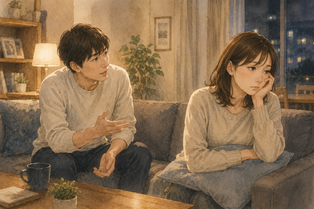 積み重ねで少しずつ距離が開いて行く夫婦。