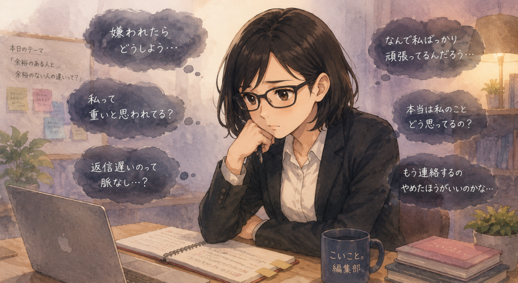 あれこれ不安になる余裕のない女性。
