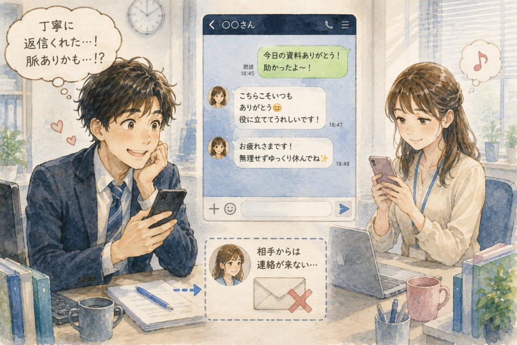 女性からの返信は丁寧だが、女性からは連絡は来ない。