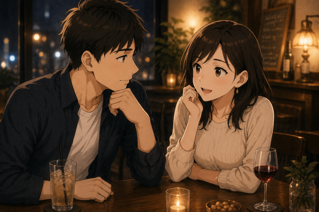 いい感じに友達から恋人に進みそうな男女。