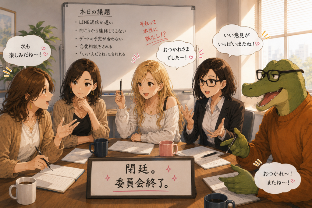 脈なし審議委員会が終了してリラックスした感じの参加者たち。