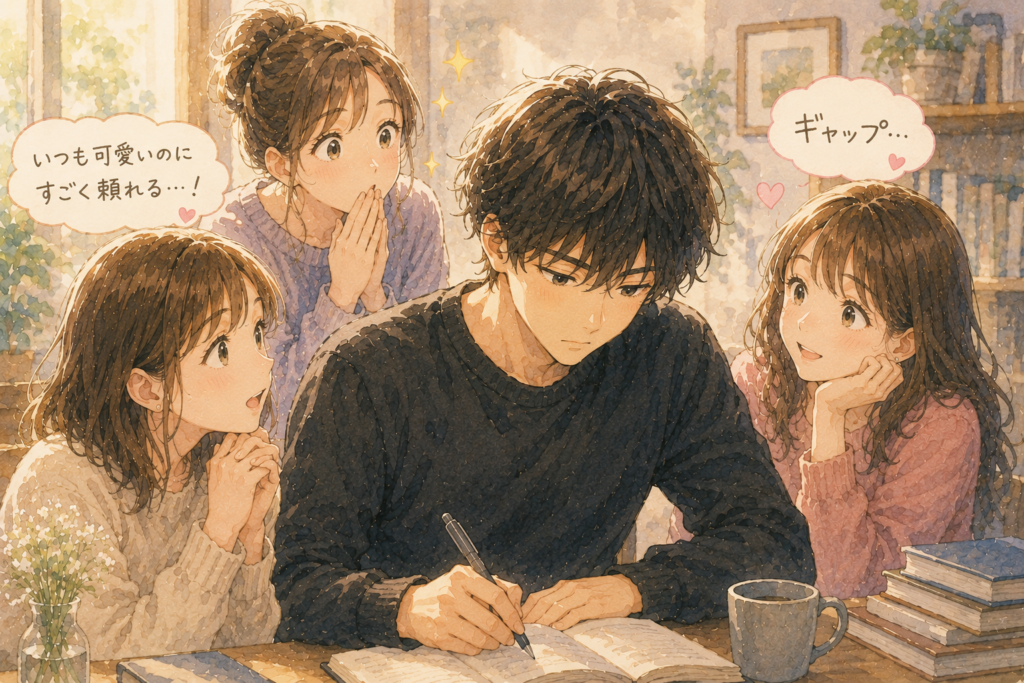 普段可愛い男性が頼れる姿を見せる。ギャップにキュンとする女子たち。