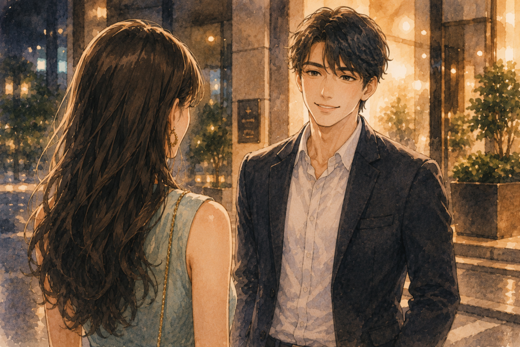 久々に再会するミサキと男性。