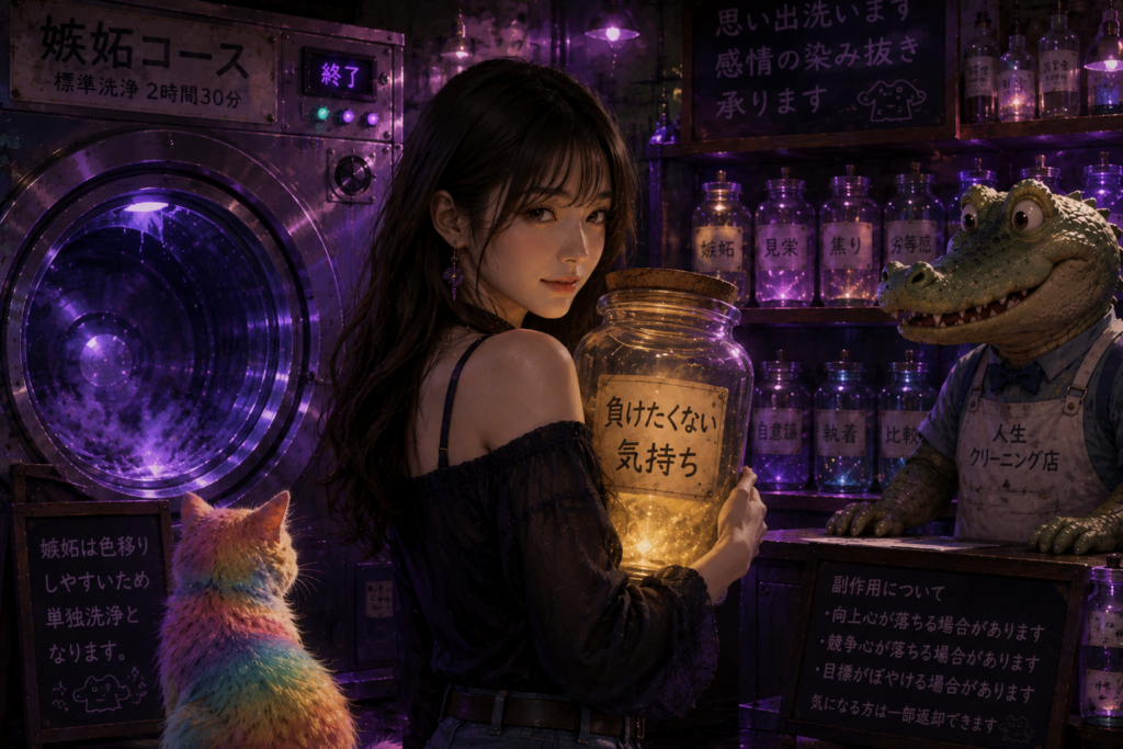 嫉妬をクリーニングしたミサキ。
