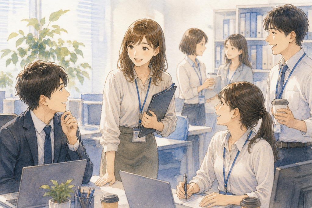 誰に対しても気さくな女性社員。