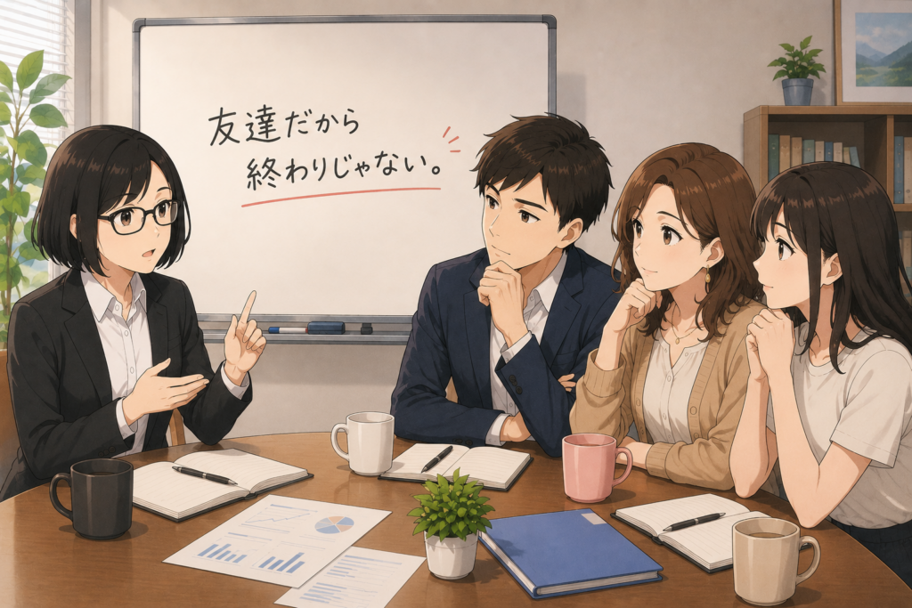 友達からでも可能性はあることを言及するミカコ。