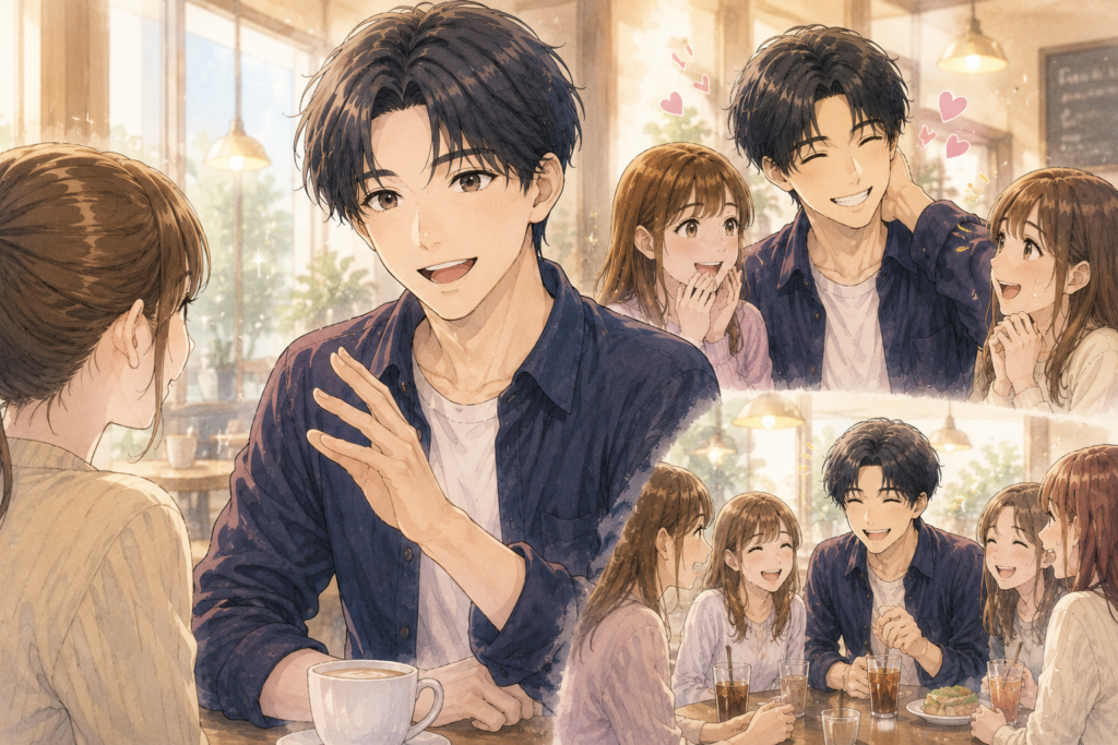 明るくて余裕がある男性。クールじゃなくてもモテる。