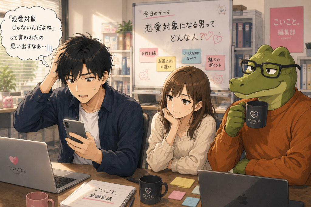 恋愛対象じゃないと言われたことをミユとワニオに愚痴るイツキ。
